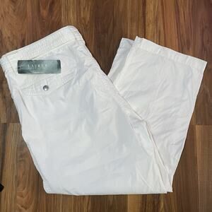 NWT Women’s 16 Lauren Ralph Lauren Wide Leg Cropped Pants White 100% Cotton LRL